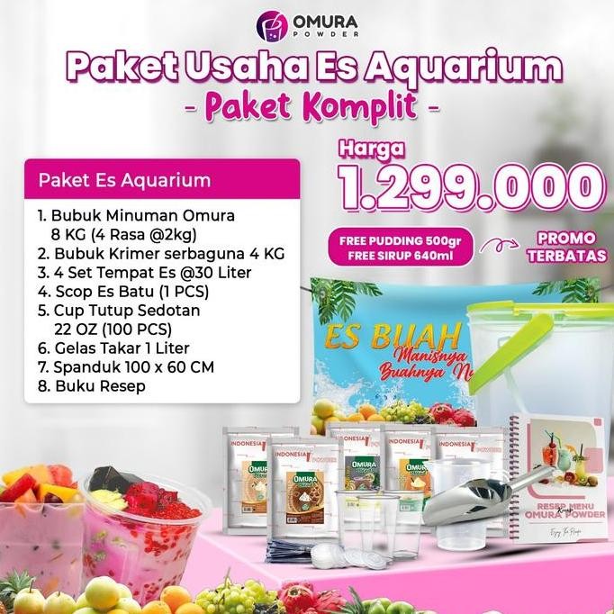 

[Paket Komplit Es Aquarium] Paket Usaha Es Akuarium Franchise Bubuk Minuman Kekinian Es Gayung Paket Bisnis Minuman Komplit Langsung Jualan Modal Kecil Omura Powder