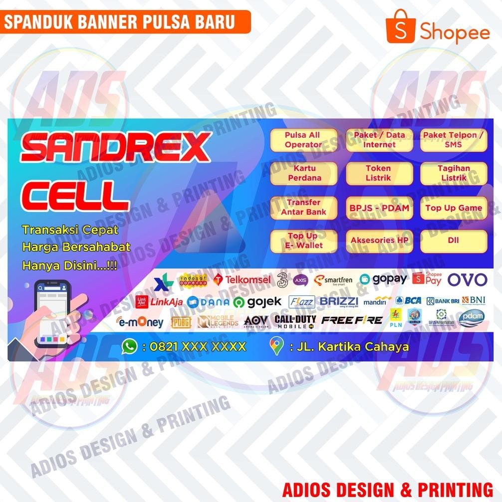MINDU Banner / Spanduk Konter Pulsa / Spanduk Pulsa Biru Uk Variasi