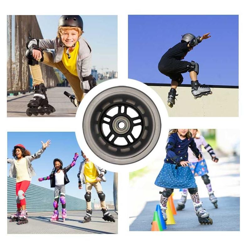 Um57 4Pcs/Set Roda Inline Skate 64Mm Roda Sepatu Roda Ban Wheels Multifungsi  Karet Berkualitas Ting