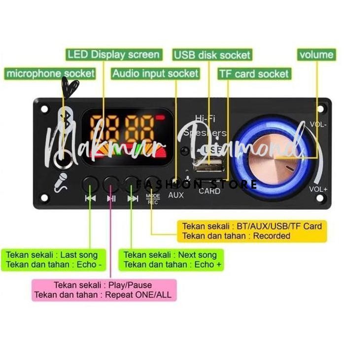 STOK READY. DECODER BOARD MODUL BLUETOOTH MP3 REMOTE CONTROL AMPLI KIT CABLE JQ-D161BT V1 HIFI INPUT