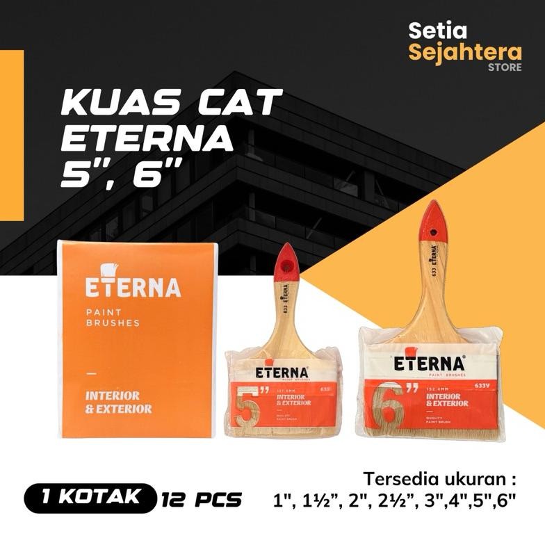 

baru kuas cat eterna 633 5 & 6 inch - gagang kayu isi 12 pcs / 1 kotak