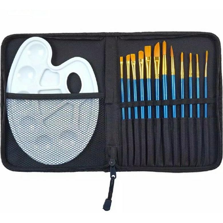 

baru kuas makeup mini set travel 10pcs + pouch | alat rias wajah praktis