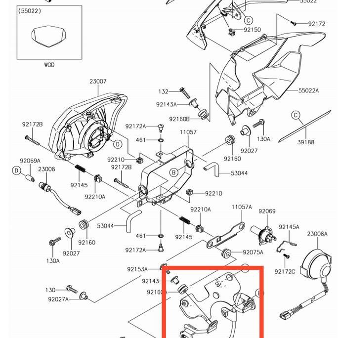 Braket Headlamp Kawasaki KLX 250 Orinal, Ready Stock