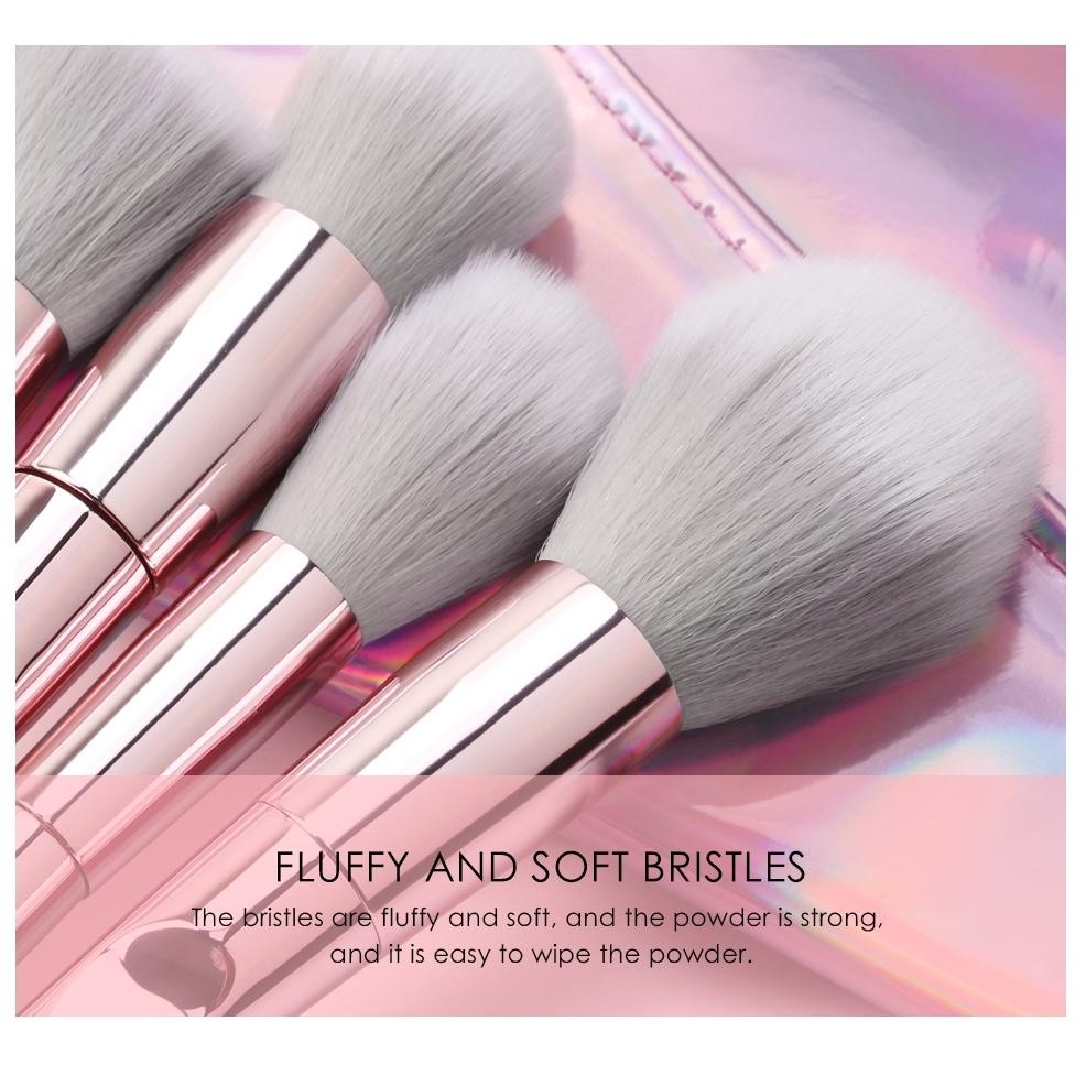 

baru maange 10pcs kuas makeup set pink cerah + pouch - beauty brush lengkap 5752
