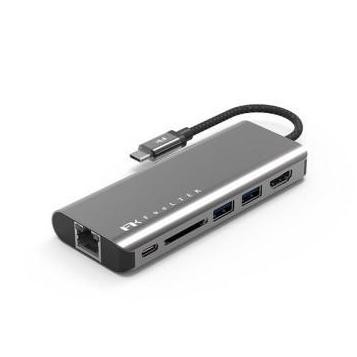 NEW Jual Feeltek 6 in 1 USB-C Hub Converter Original - Gray