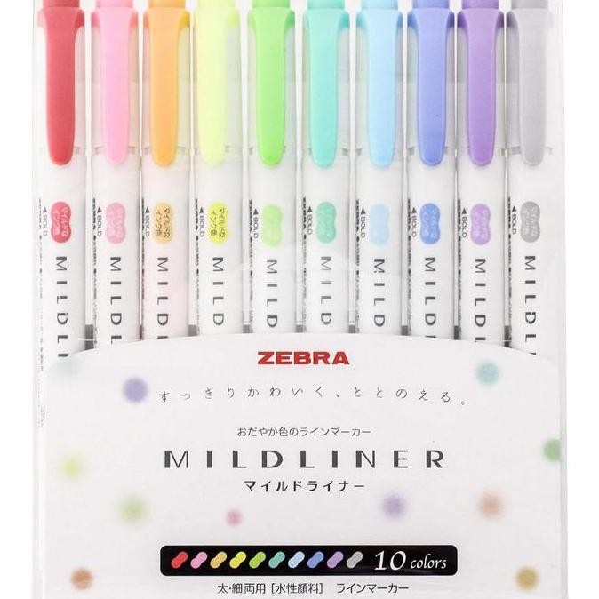 

TERMURAH - Zebra Mildliner Dual Sided Highglighter Set of 10 Color