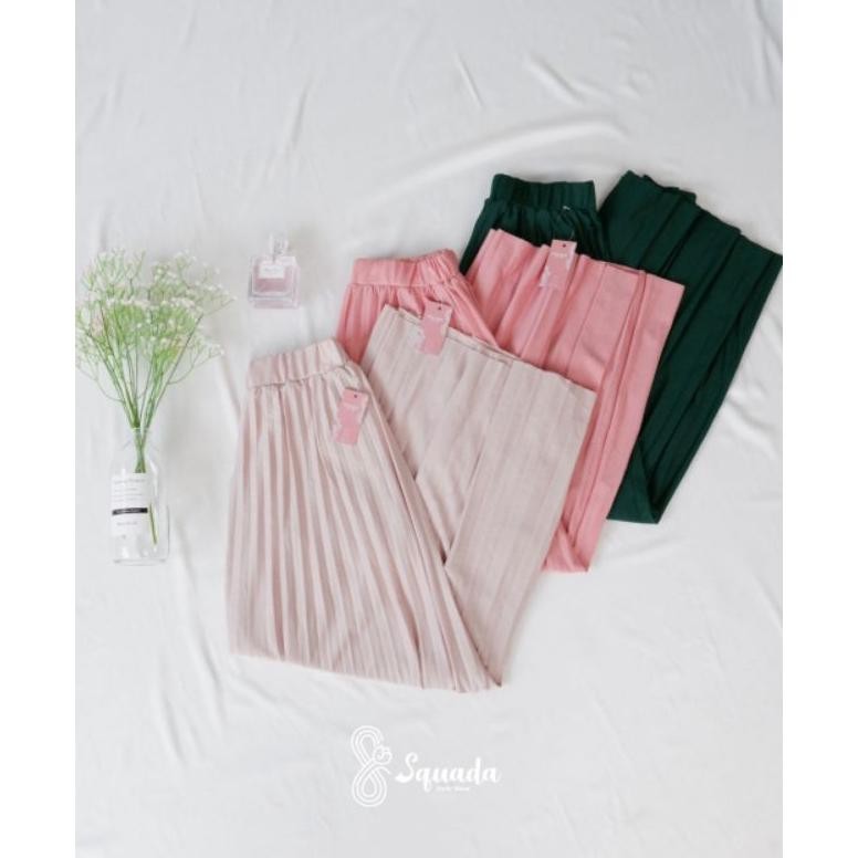 Promo Squada - Rok Plisket Premium A Line Mayung 18 Warna Lengkap Hitam Putih Navy Pastel Coklat Mil