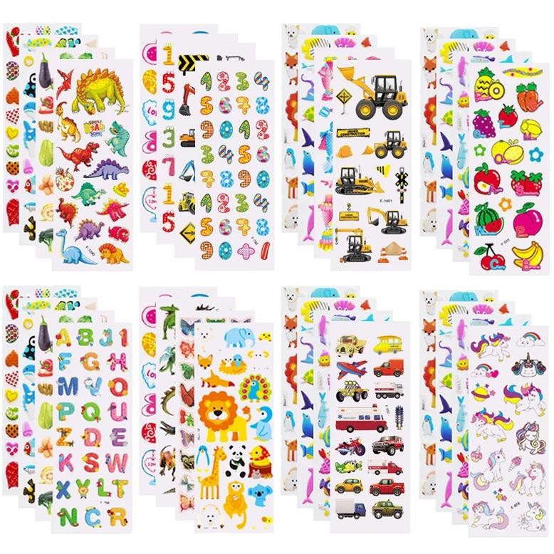 

5 Sheets Kids Stickers Puffy Stickers for Children Birthday Christmas New Year Gift for Girl Boy Scrapbooking Cartoon Stickers