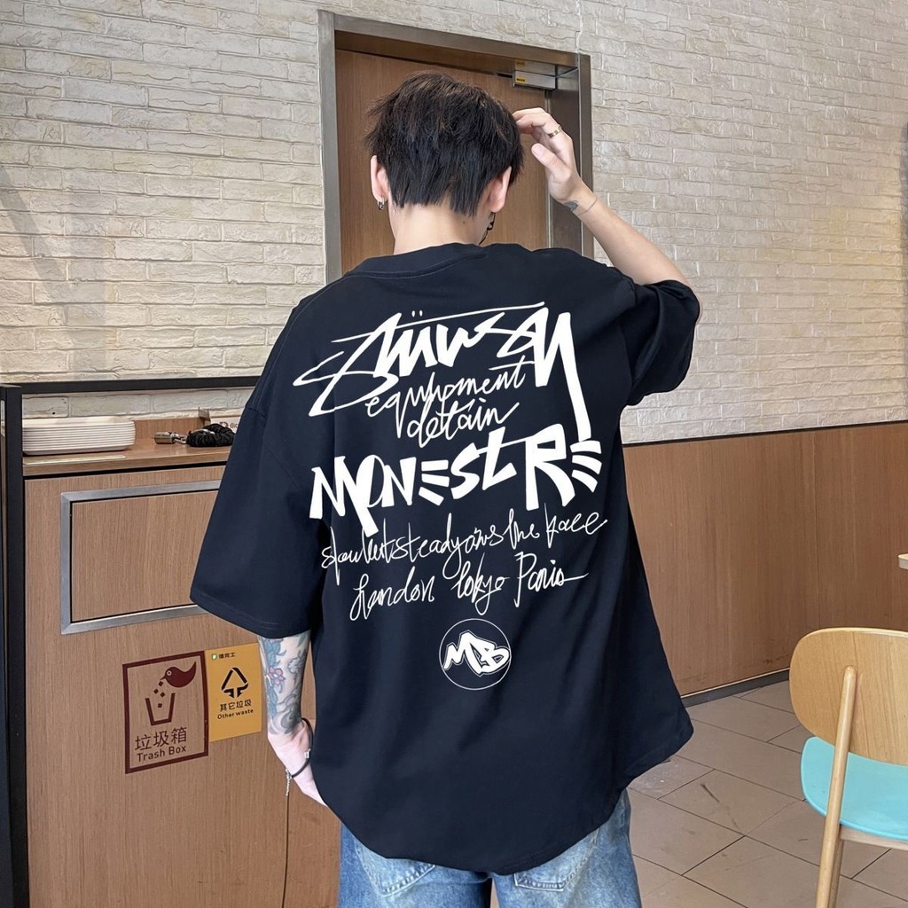 Kemeja T-Shirt Lengan Pendek Pria Musim Panas Gaya Korea Longgar Serbaguna Bernapas