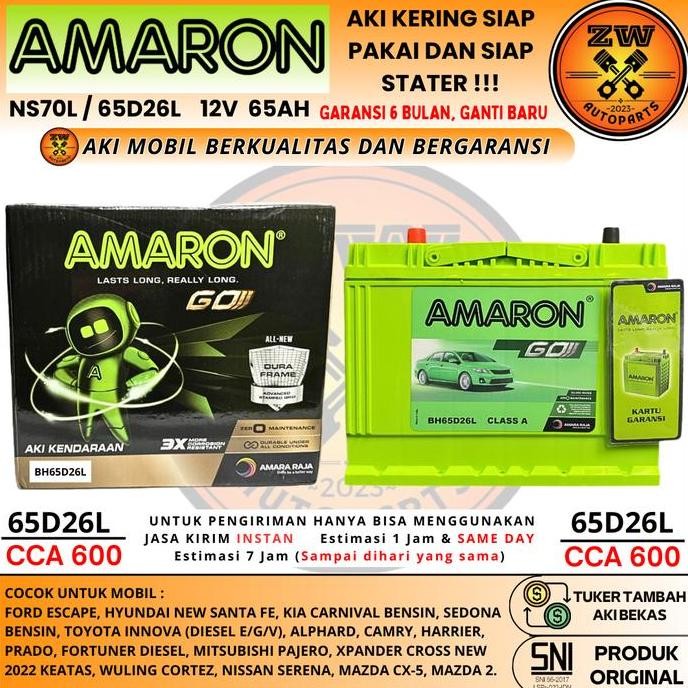 AKI MOBIL NS70L / 65D26L AMARON GO AKI KERING 12 VOLT 65 AMPERE MURAH