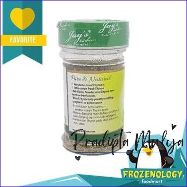 

Terbaru..!! Jay'S Dried Thyme Leaves Bumbu Rempah Tabur Instan Organik Non Msg