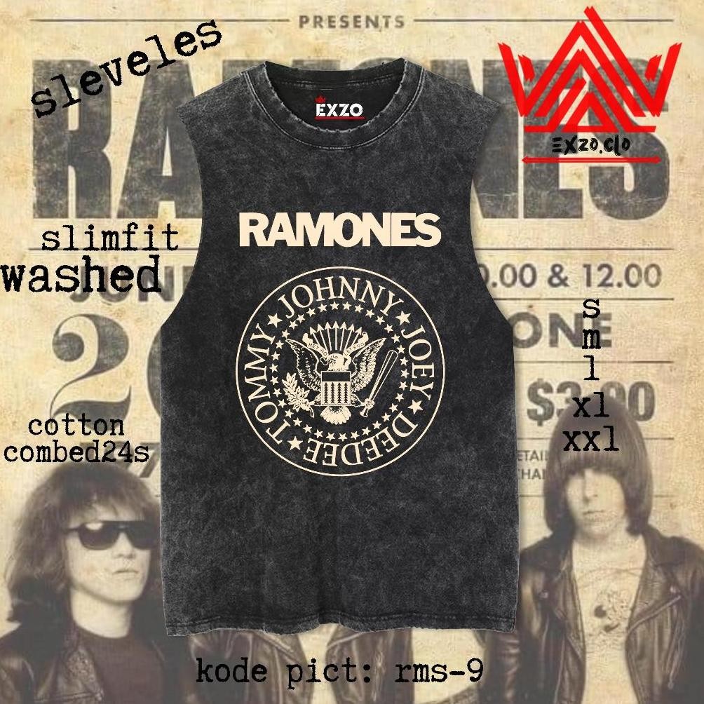 EXZO singlet RAMONES SLEEVLES cotton combed24s BAJU BERMOTIF LEKBONG SINGLET SLEEVLES T-SHIRT JunDW