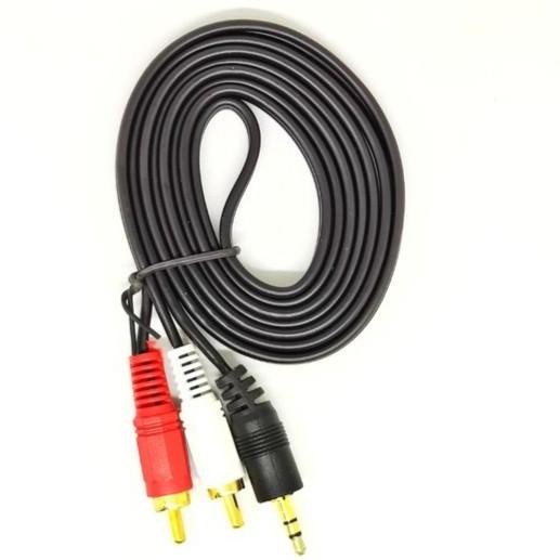 KABEL AUX 2IN1 JACK 3.5MM AUDIO KE RCA 2 IN 1 MALE CABLE SPEAKER TO TV