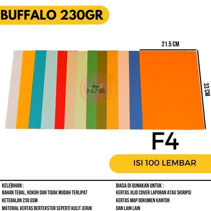 

TERLARIS - Kertas Buffalo 230 Gsm ukuran F4 (21.5 cm x 33 cm) isi 100 lembar