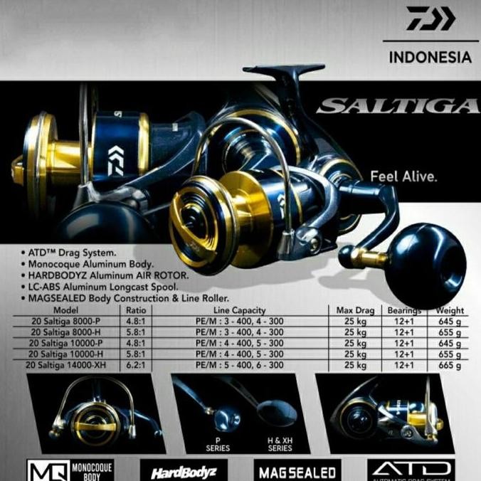 TERMURAH - REEL SPINNING DAIWA SALTIGA 2020 8000P/8000H/10000P/10000H/14000XH
