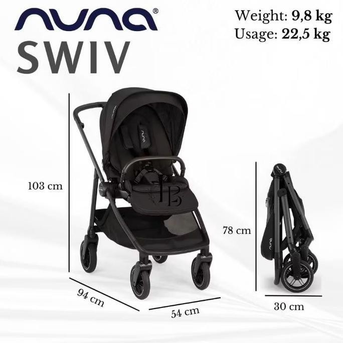STROLLER BABY NUNA SWIV ALL WHEEL 360 DERAJAT ROTATION INCLUDED RAINCOVER & TRAVEL BAG & CUP HOLDER 
