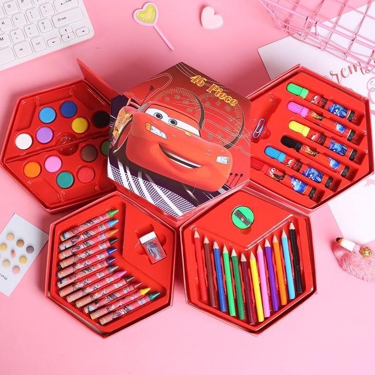 

Crayon Set Isi 46 Pcs Alat Mewarnai Menulis Menggambar Segi 6 Spidol Krayon Putar Cat Air Kuas Trend