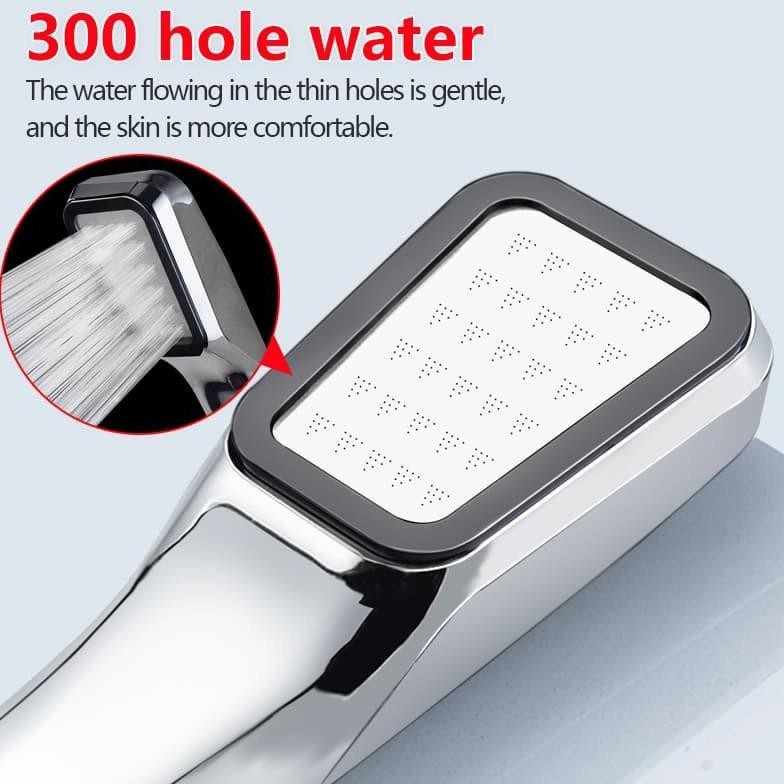 Kepala Shower 300 Lubang Holes Super Kencang Jet Tekanan Tinggi Head Shower Deras Stainless Plastik 