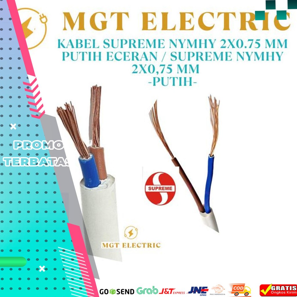 KABEL SUPREME NYMHY 2X0.75 MM PUTIH ECERAN / SUPREME NYMHY 2X0,75 MM