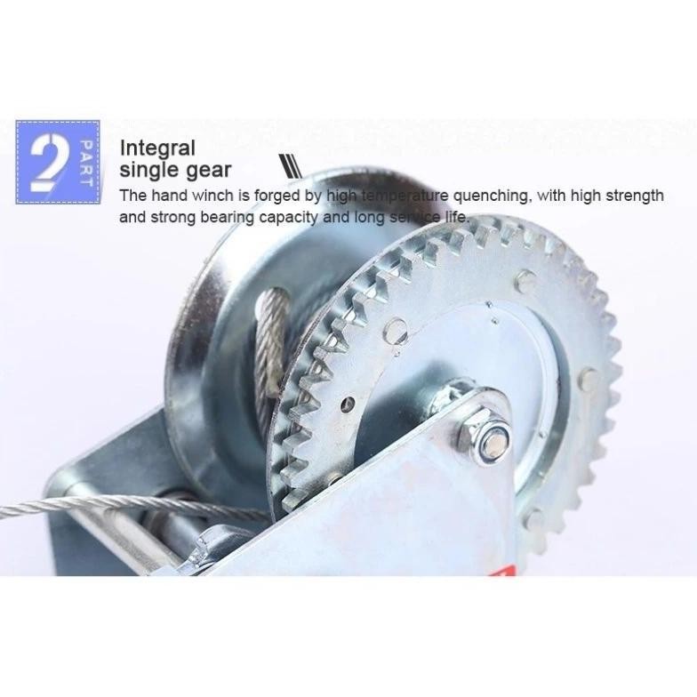 Wire Rope Hand Winch Kualitas Tinggi Hand WinchHand Winch800LBS  katrol kanopi sliding manual /Wire 