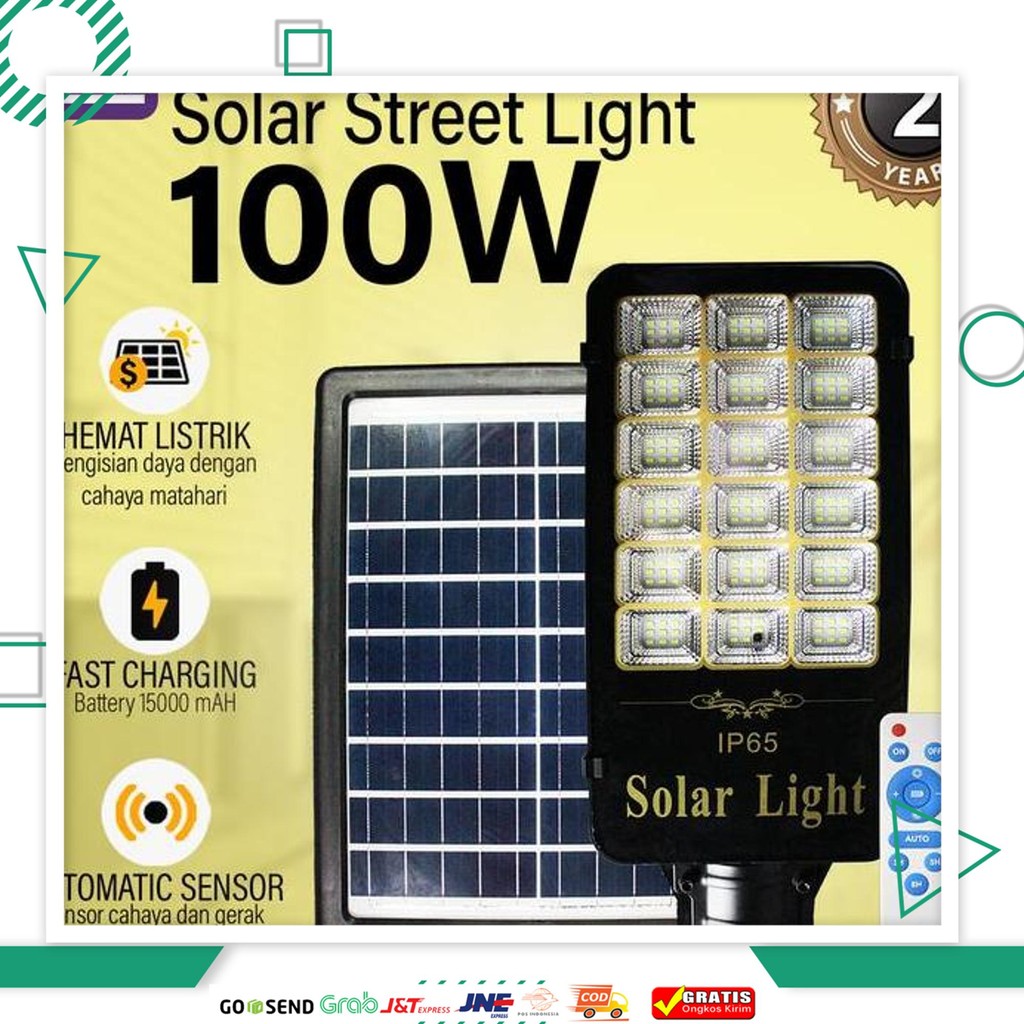 Lampu Jalan Led Solar Street Light Pju Real 100 Watt 100W Lightronic