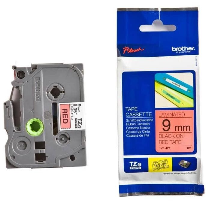 

Brother Label Tape Tze 421 - 9Mm Black On Red Brother Label Printer New Stok