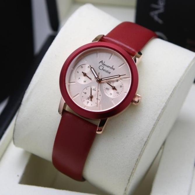 JAM TANGAN WANITA ALEXANDRE CHRISTIE AC 2A25 AC2A25 ROSEGOLD RED ORI Diskon