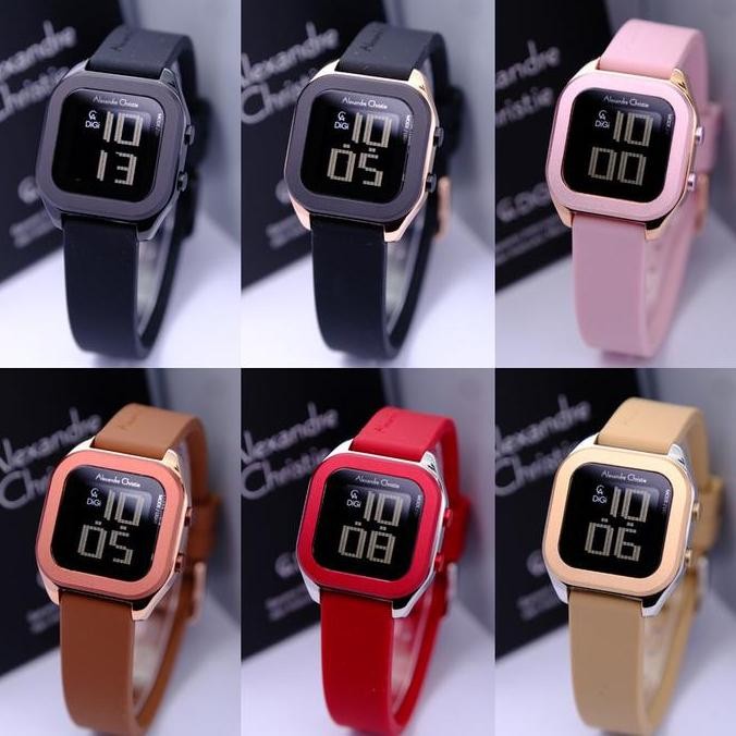 Jam Tangan Wanita Alexandre Christie AC 9496 / AC9496 Digital Rubber Original Garansi 1 Tahun Watch 