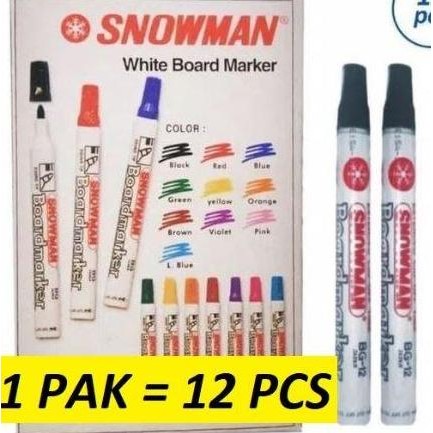

12Pc Spidol Whiteboard Snowman Bg 12 Sepidol Papan Tulis Abg 12
