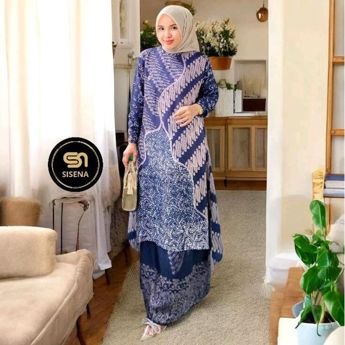 Serayu Batik Tunik Set Rok Sutra Tenun  Lembut