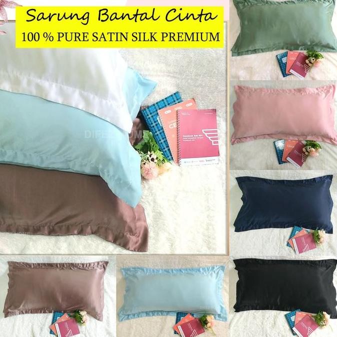 Sarung Bantal Cinta Satin Panjang Polos Adem Tebal Lembut 50x100 Silk
