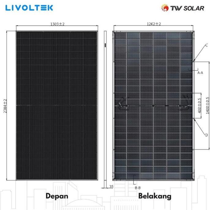 TW Solar Panel Surya 655 - 675 WP Bifacial P-Type Modul PV SNI Mono