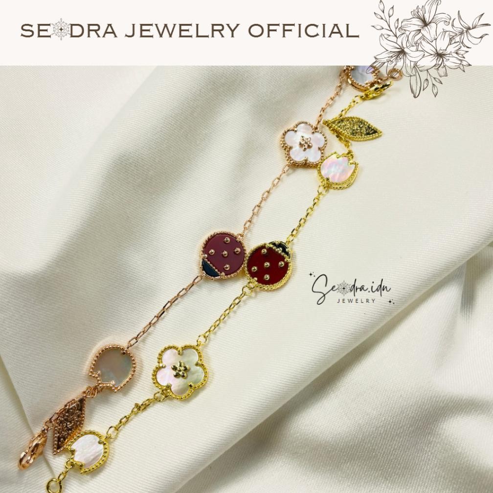 SEODRA PREMIUM Kumbang Kepik Gelang Kalung Kalung Gelang Bunga VAN CLEEF & ARPELS VINTAGE Perhiasan 