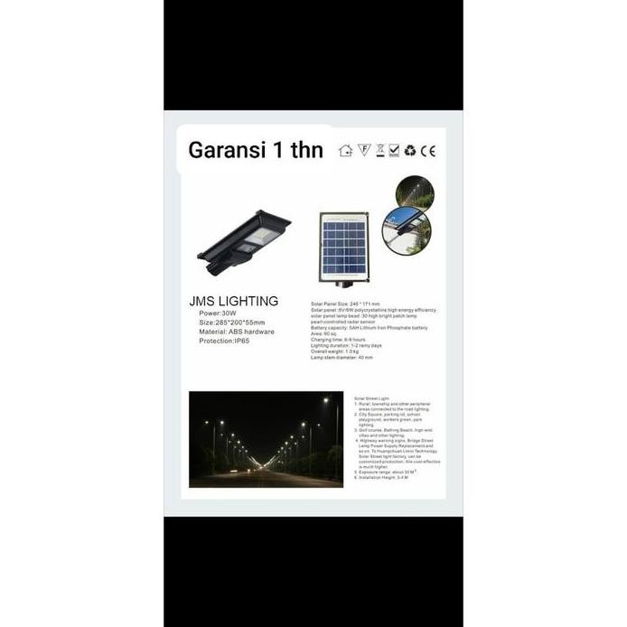 Lampu PJU Solar Cell 30w Tenaga Surya ALL IN 1 30 W 30Watt CAHAYA PUTIH / CAHAYA KUNING PJU SOLAR PA