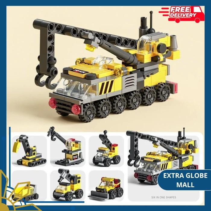 LELE BROTHER MAINAN BALOK SUSUN ALAT KONSTRUKSI 6 IN 1 LEGO 142 BRICK HIGHT CLASS 