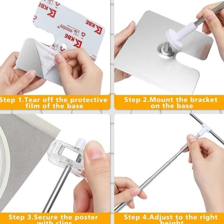 

JH8 29-93cm Adjustable Banner Display Stand / Jepit Promosi Banner / T Stand Pop Meja