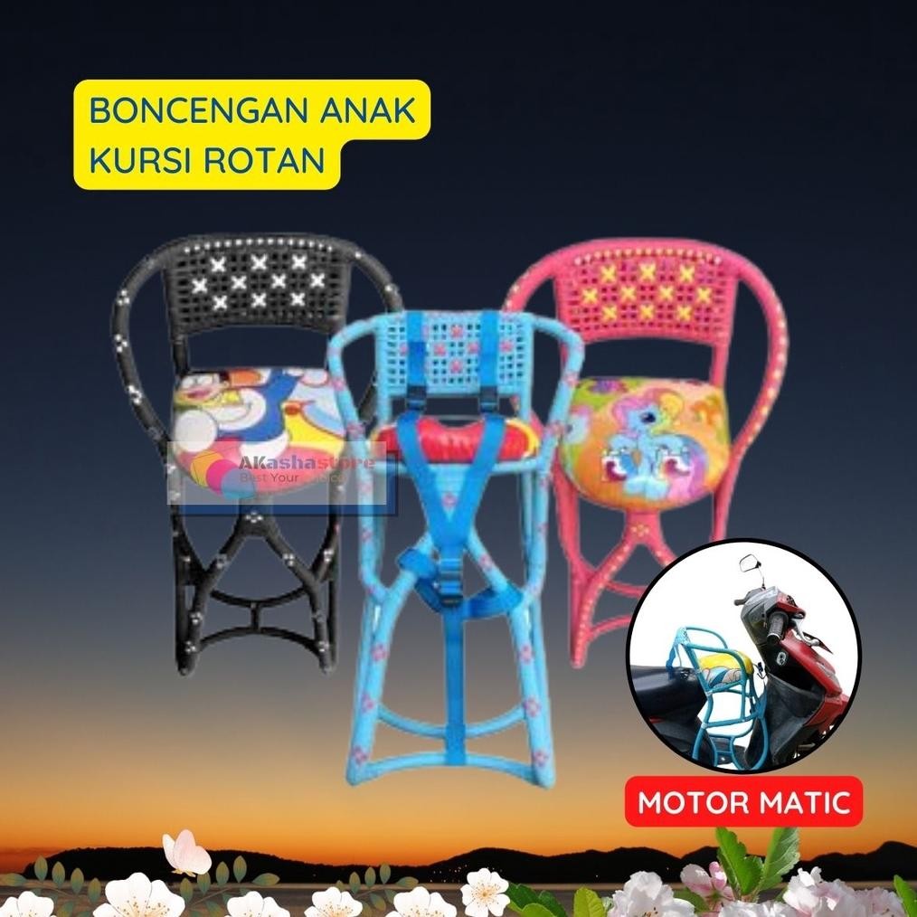 Ready Boncengan Motor Anak Matic Rotan / Boncengan Motor Beat Karakter