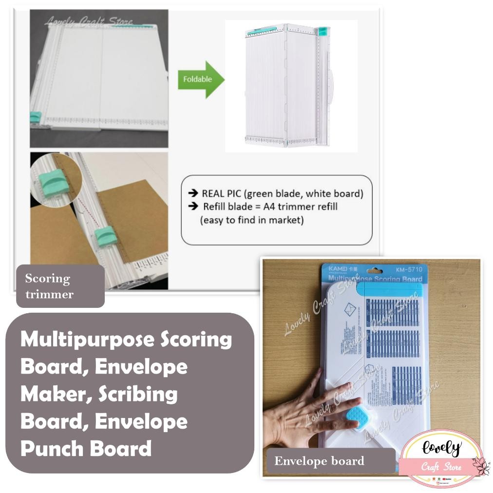 

JH8 LovelyCraftStore | 2in1 Multipurpose Scoring Board Creasing Board Trimmer A4 Paper Trimmer dan Scoring Board Trimmer Pemotong Kertas, Creaser, Envelope Board Punch