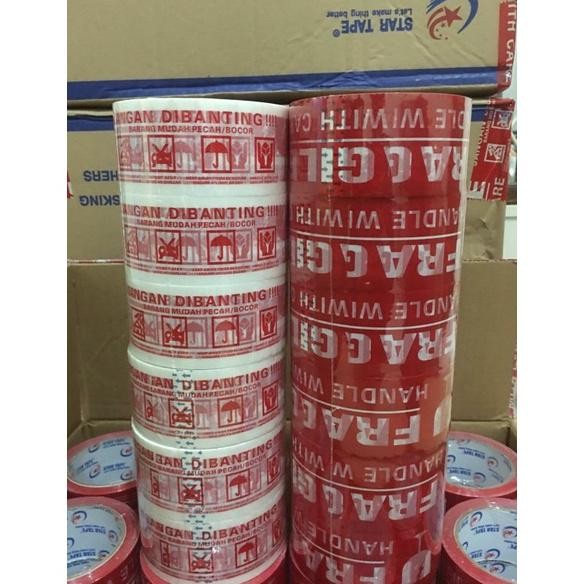 

JH8 LAKBAN FRAGILE MERAH (1 DUS) MURAH merk STAR TAPE