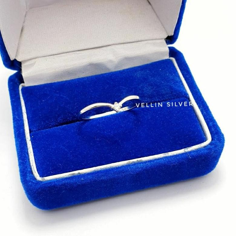 Cincin Aurel fuji Silver 925 Lapis Emas Putih - Cincin Satu Mata Perak 925 MURAH
