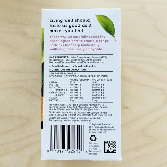 

Twinings Live Well Hot Brew Sleep Well 18 Tea Bags L82