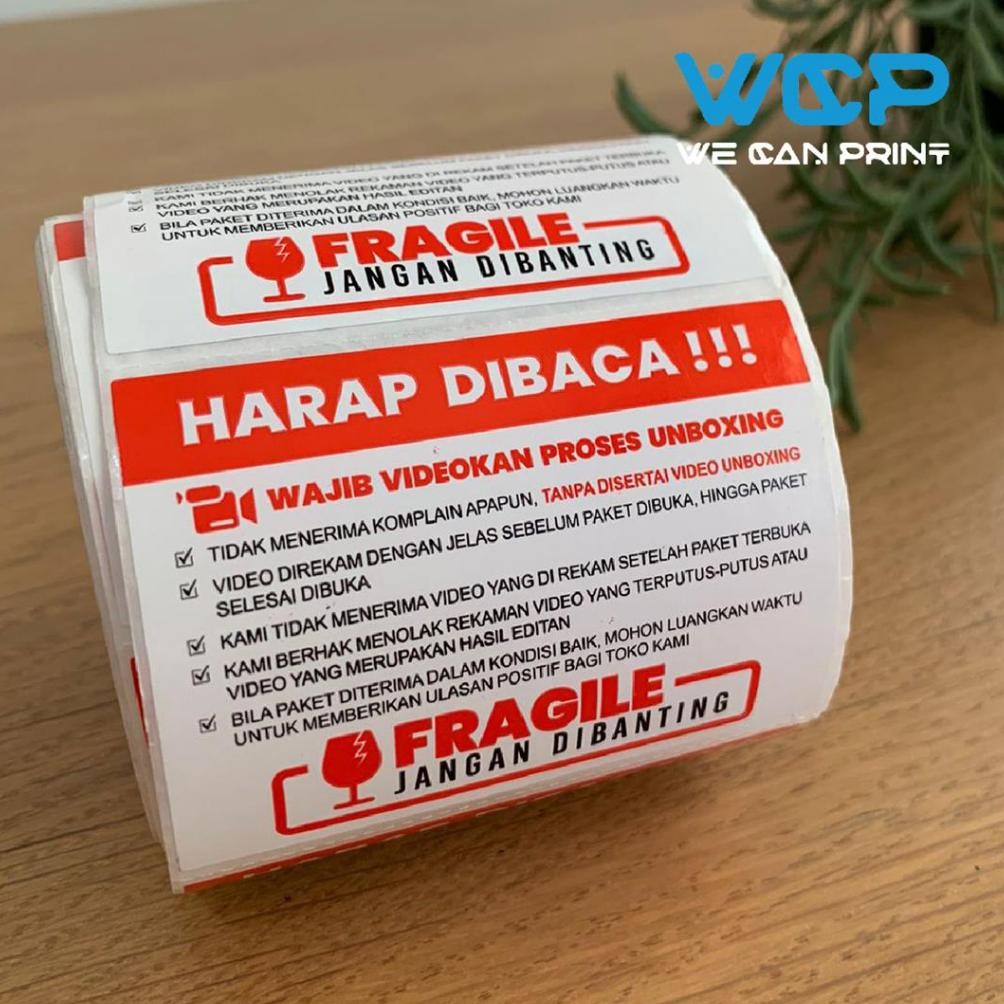 

JH8 [ 500 PCS ] Label Sticker FRAGILE Wajib Video Unboxing Stiker Jangan Dibanting Online Shop