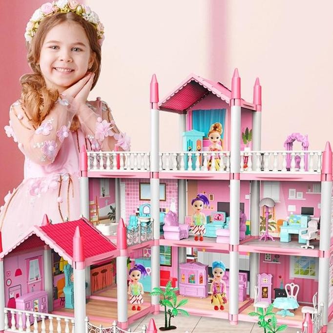 mainan anak perempuan rumah Princess mainan Castle 86cm mainan rumah boneka mainan perempuan besar V