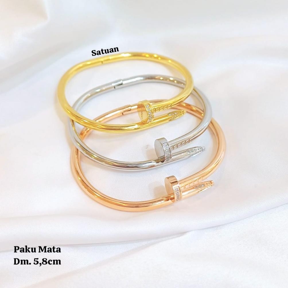 Gelang Paku Tebal Mata dan Polos Asli Titanium MURAH