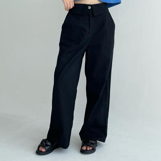 Peach Poppy REI Fold Pants Katun - Celana Panjang Wanita Karet