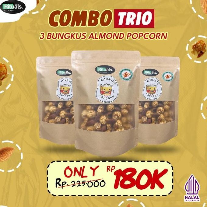 

[Combo Trio] 3 Bungkus Rituals Popcorn ALMOND Caramel - Homemade by Willy Kun