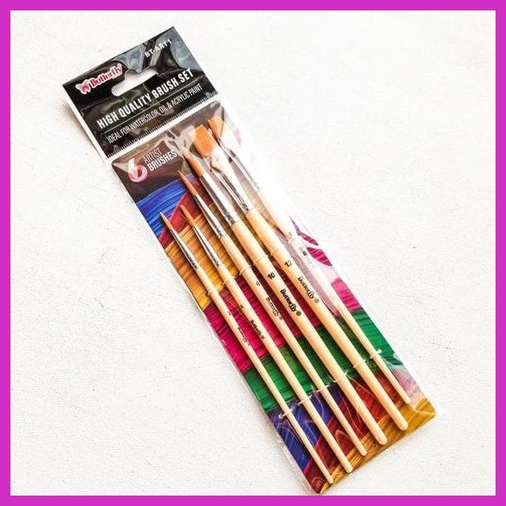 

( SEKOLAH / LUKIS ) DISCOUNT KUAS LUKIS BUTTERFLY SET 6PCS BT-ART1 / PAINT BRUSH (SENI / MENGGAMBAR / ART / KERAJINAN ) SIAP KIRIM