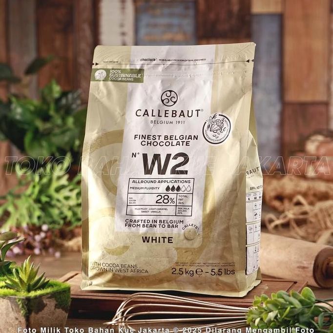 

Callebaut W2 Repack 1Kg White Chocolate Couverture 28% Cokelat Putih Coin Coklat Susu