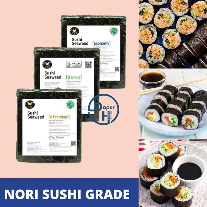 

Nori Sushi Manjun 50 Lembar | Rumput Laut Yakinori Kimbab Sushi Halal