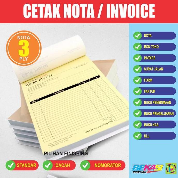 

Cetak Nota Bon Invoice 3 Rangkap / Ply - Carbonless Tanpa Karbon